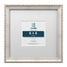 Louis Range Silver Picture, Photo & Poster Frame with White Mount - 12x12" Frame for 6x6" Photo, Silver