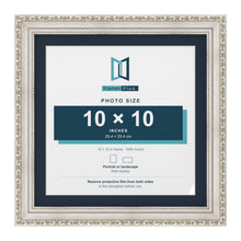 Louis Range Silver Picture, Photo & Poster Frame with Pacific Blue Mount - 12x12" Frame for 10x10" Photo, Silver