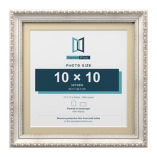 Louis Range Silver Picture, Photo & Poster Frame with Ivory Mount - 12x12" Frame for 10x10" Photo, Silver