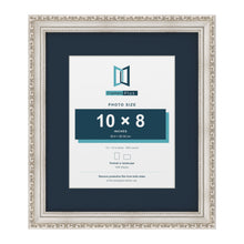 Louis Range Silver Picture, Photo & Poster Frame with Pacific Blue Mount - 14x12" Frame for 10x8" Photo, Silver