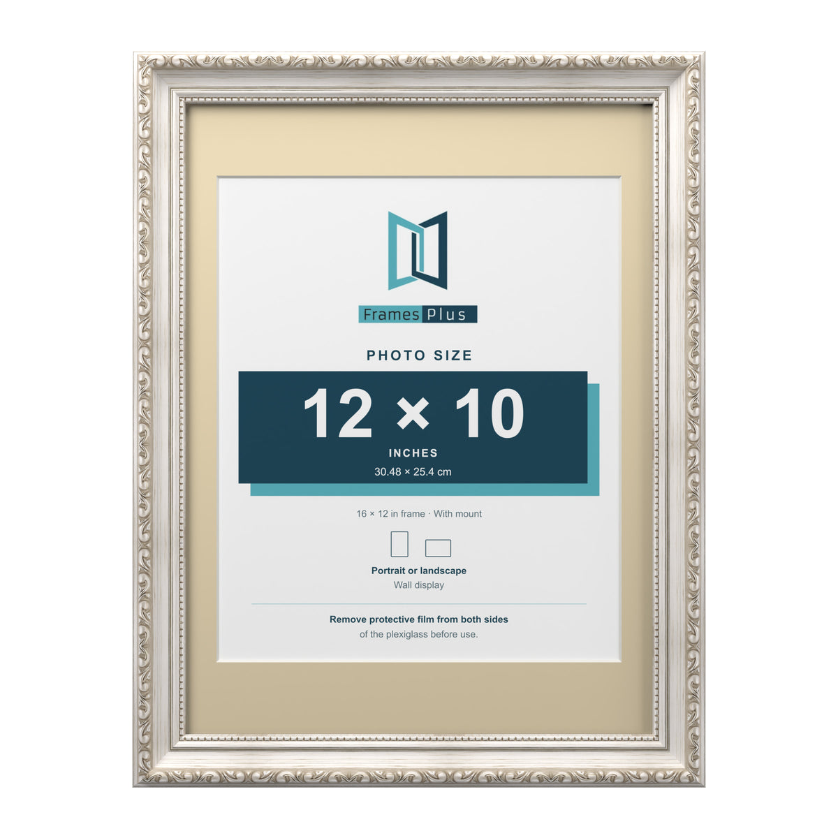 Louis Range Silver Picture, Photo & Poster Frame with Ivory Mount - 16x12" Frame for 12x10" Photo, Silver