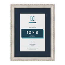 Louis Range Silver Picture, Photo & Poster Frame with Pacific Blue Mount - 16x12" Frame for 12x8" Photo, Silver