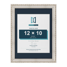 Louis Range Silver Picture, Photo & Poster Frame with Pacific Blue Mount - 16x12" Frame for 12x10" Photo, Silver