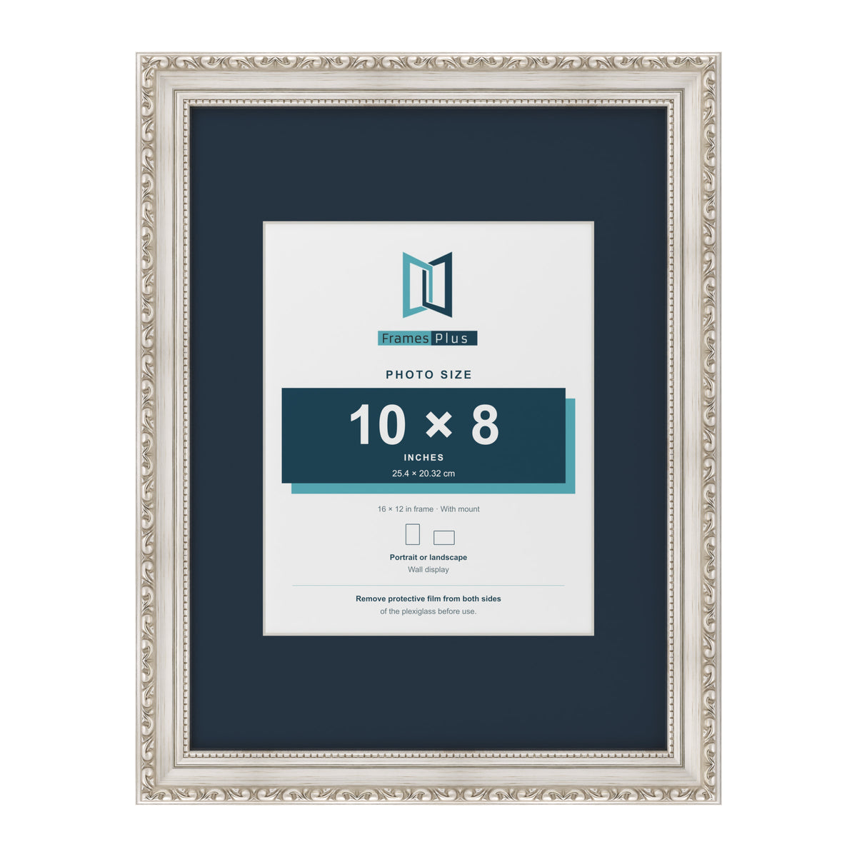 Louis Range Silver Picture, Photo & Poster Frame with Pacific Blue Mount - 16x12" Frame for 10x8" Photo, Silver