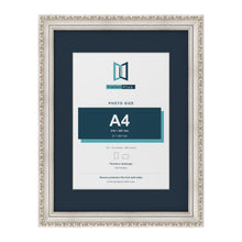 Louis Range Silver Picture, Photo & Poster Frame with Pacific Blue Mount - 16x12" Frame for A4 Photo, Silver
