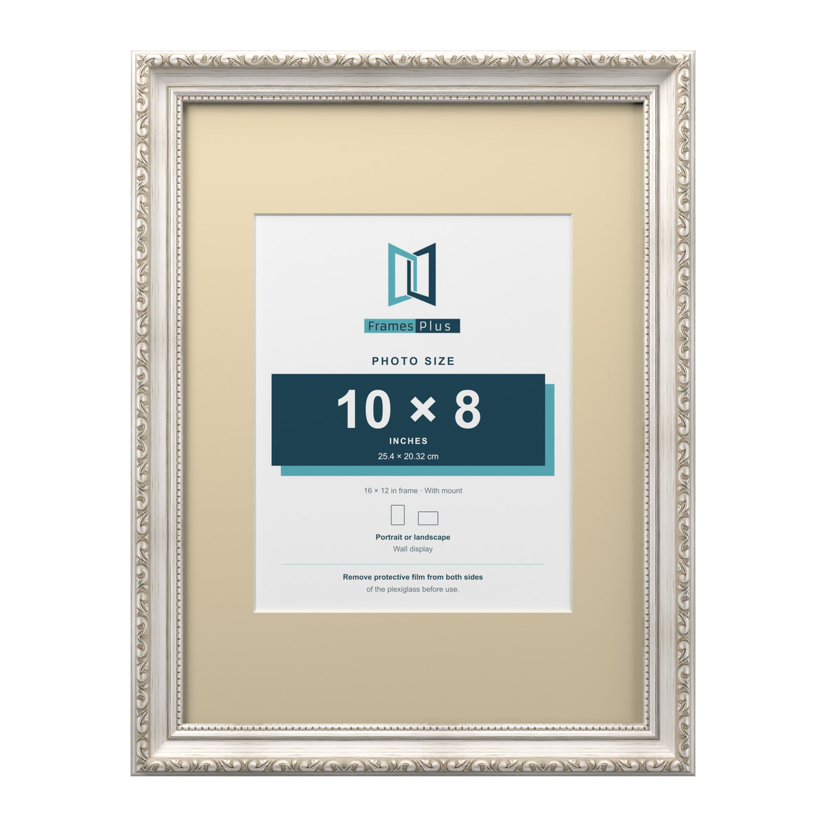 Louis Range Silver Picture, Photo & Poster Frame with Ivory Mount - 16x12" Frame for 10x8" Photo, Silver