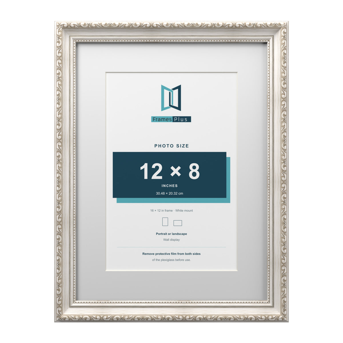 Louis Range Silver Picture, Photo & Poster Frame with White Mount - 16x12" Frame for 12x8" Photo, Silver