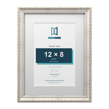 Louis Range Silver Picture, Photo & Poster Frame with White Mount - 16x12" Frame for 12x8" Photo, Silver