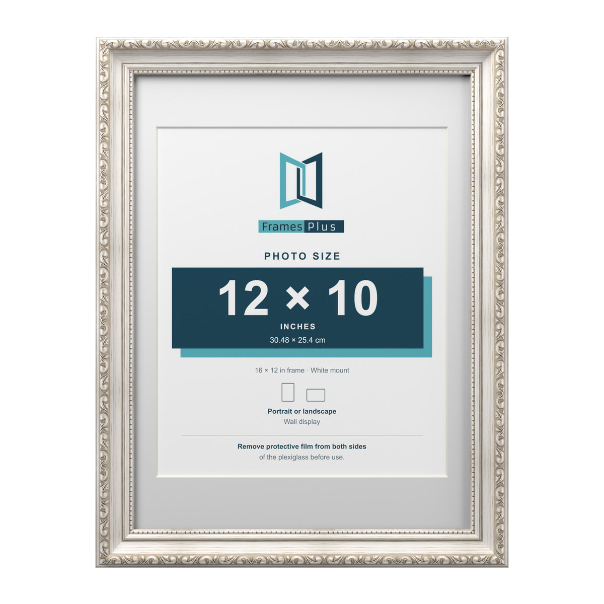 Louis Range Silver Picture, Photo & Poster Frame with White Mount - 16x12" Frame for 12x10" Photo, Silver