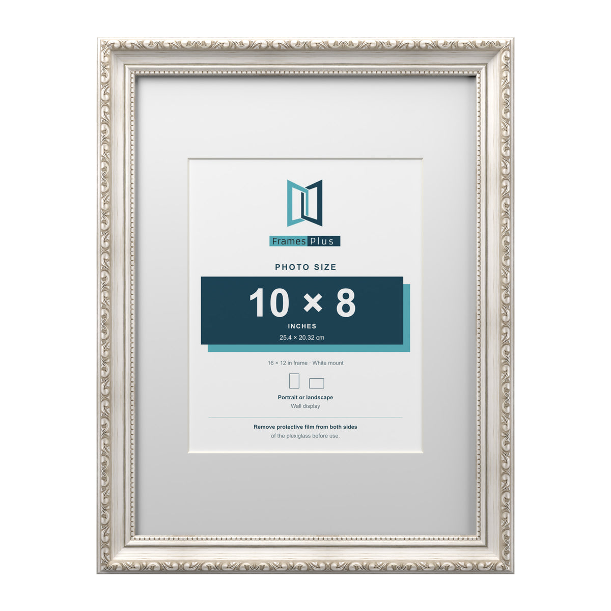 Louis Range Silver Picture, Photo & Poster Frame with White Mount - 16x12" Frame for 10x8" Photo, Silver
