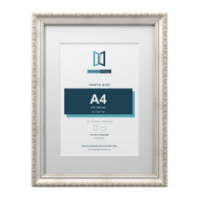 Louis Range Silver Picture, Photo & Poster Frame with White Mount - 16x12" Frame for A4 Photo, Silver