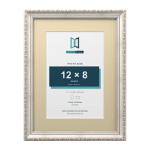 Louis Range Silver Picture, Photo & Poster Frame with Ivory Mount - 16x12" Frame for 12x8" Photo, Silver