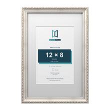 Louis Range Silver Picture, Photo & Poster Frame with White Mount - 18x12" Frame for 12x8" Photo, Silver