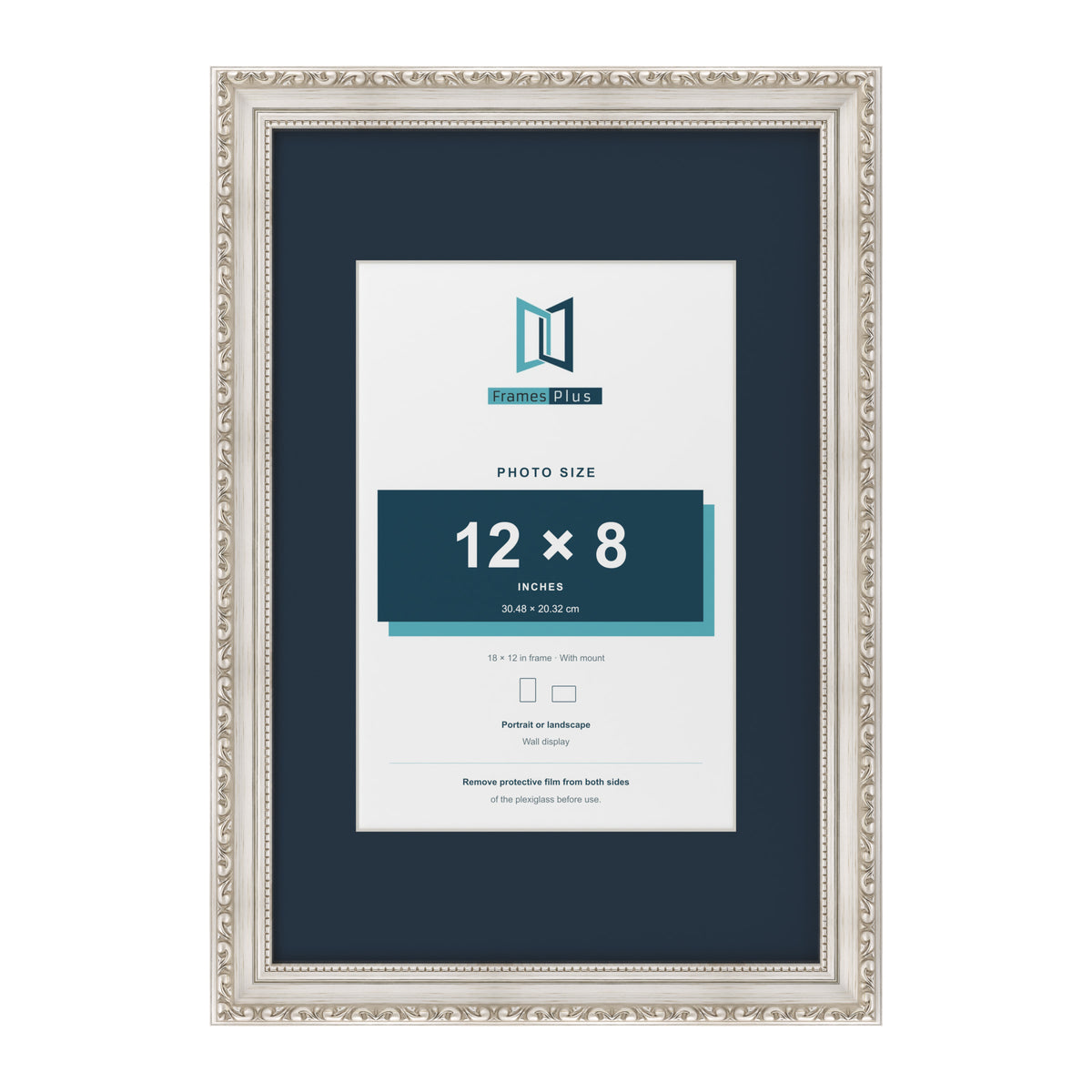 Louis Range Silver Picture, Photo & Poster Frame with Pacific Blue Mount - 18x12" Frame for 12x8" Photo, Silver