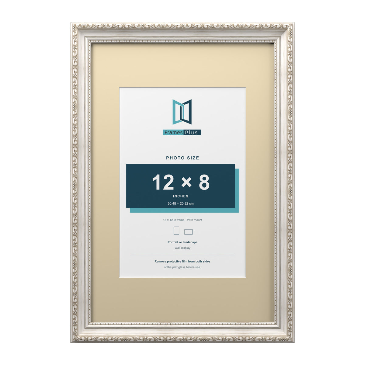 Louis Range Silver Picture, Photo & Poster Frame with Ivory Mount - 18x12" Frame for 12x8" Photo, Silver