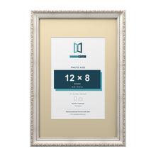 Louis Range Silver Picture, Photo & Poster Frame with Ivory Mount - 18x12" Frame for 12x8" Photo, Silver