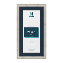 Louis Range Silver Picture, Photo & Poster Frame with Pacific Blue Mount - 24x12" Frame for 20x8" Photo, Silver