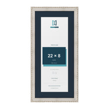 Louis Range Silver Picture, Photo & Poster Frame with Pacific Blue Mount - 26x12" Frame for 22x8" Photo, Silver