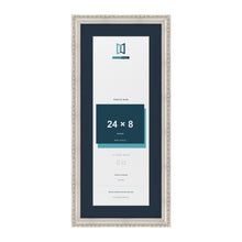 Louis Range Silver Picture, Photo & Poster Frame with Pacific Blue Mount - 28x12" Frame for 24x8" Photo, Silver
