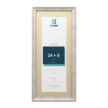 Louis Range Silver Picture, Photo & Poster Frame with Ivory Mount - 28x12" Frame for 24x8" Photo, Silver