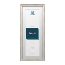 Louis Range Silver Picture, Photo & Poster Frame with White Mount - 30x12" Frame for 26x8" Photo, Silver