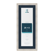 Louis Range Silver Picture, Photo & Poster Frame with Pacific Blue Mount - 30x12" Frame for 26x8" Photo, Silver
