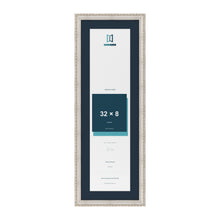 Louis Range Silver Picture, Photo & Poster Frame with Pacific Blue Mount - 36x12" Frame for 32x8" Photo, Silver