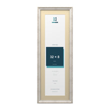 Louis Range Silver Picture, Photo & Poster Frame with Ivory Mount - 36x12" Frame for 32x8" Photo, Silver