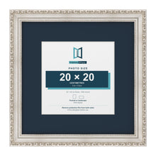 Louis Range Silver Picture, Photo & Poster Frame with Pacific Blue Mount - 32x32cm Frame for 20x20cm Photo, Silver