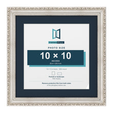 Louis Range Silver Picture, Photo & Poster Frame with Pacific Blue Mount - 13x13" Frame for 10x10" Photo, Silver