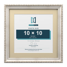 Louis Range Silver Picture, Photo & Poster Frame with Ivory Mount - 13x13" Frame for 10x10" Photo, Silver