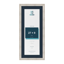Louis Range Silver Picture, Photo & Poster Frame with Pacific Blue Mount - 31x13" Frame for 27x9" Photo, Silver