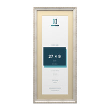 Louis Range Silver Picture, Photo & Poster Frame with Ivory Mount - 31x13" Frame for 27x9" Photo, Silver