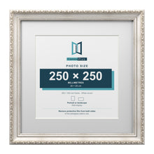 Louis Range Silver Picture, Photo & Poster Frame with White Mount - 35x35cm Frame for 25x25cm Photo, Silver
