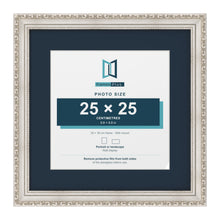 Louis Range Silver Picture, Photo & Poster Frame with Pacific Blue Mount - 35x35cm Frame for 25x25cm Photo, Silver