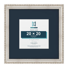 Louis Range Silver Picture, Photo & Poster Frame with Pacific Blue Mount - 35x35cm Frame for 20x20cm Photo, Silver
