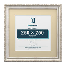 Louis Range Silver Picture, Photo & Poster Frame with Ivory Mount - 35x35cm Frame for 25x25cm Photo, Silver