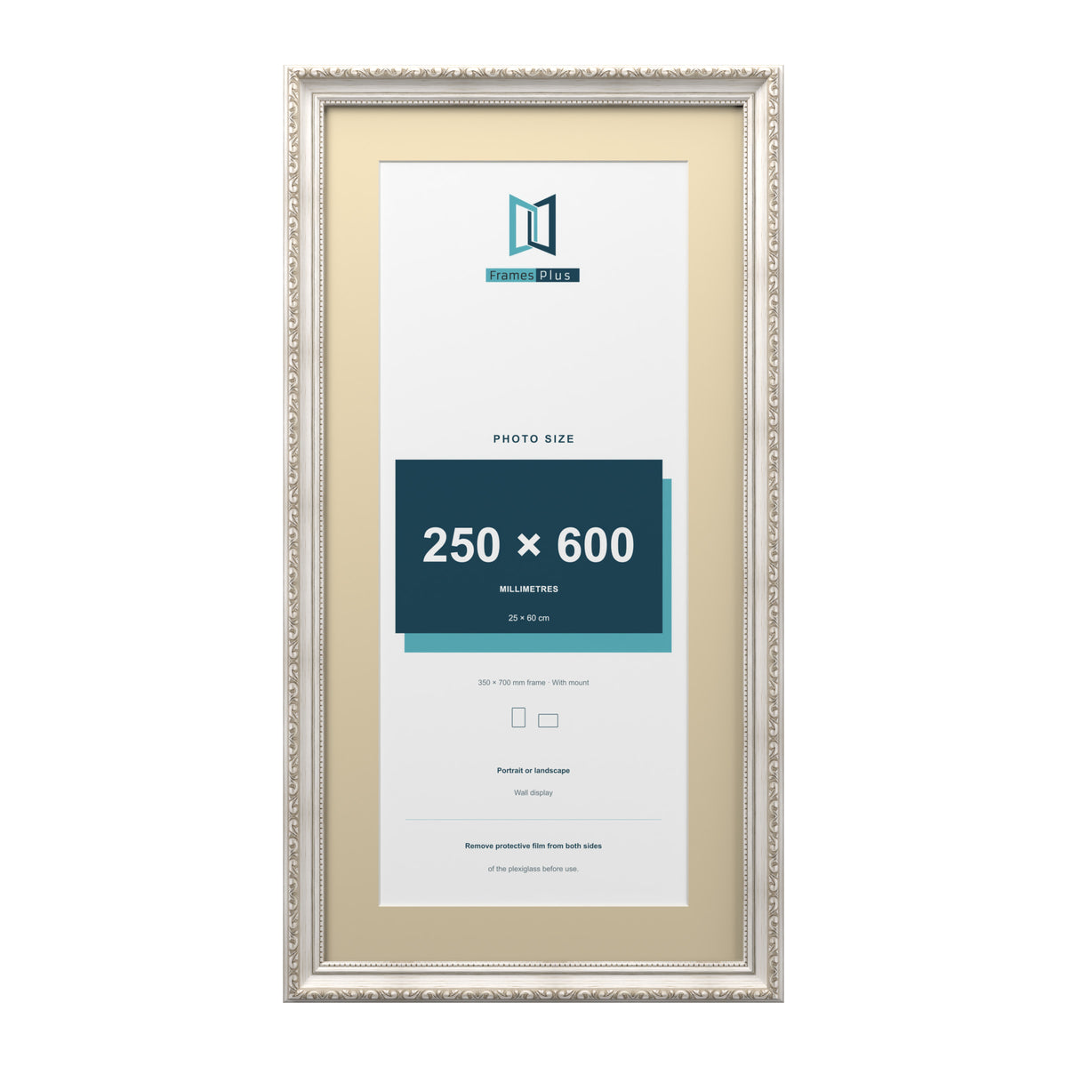 Louis Range Silver Picture, Photo & Poster Frame with Ivory Mount - 70x35cm Frame for 60x25cm Photo, Silver