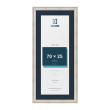 Louis Range Silver Picture, Photo & Poster Frame with Pacific Blue Mount - 80x35cm Frame for 70x25cm Photo, Silver