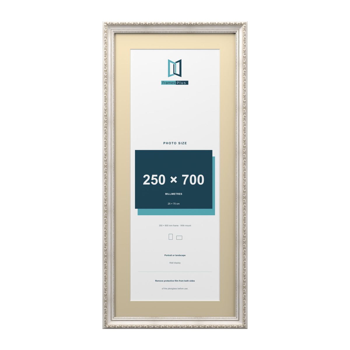 Louis Range Silver Picture, Photo & Poster Frame with Ivory Mount - 80x35cm Frame for 70x25cm Photo, Silver