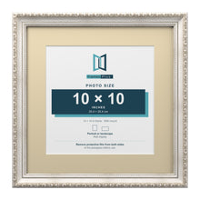 Louis Range Silver Picture, Photo & Poster Frame with Ivory Mount - 14x14" Frame for 10x10" Photo, Silver