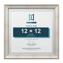 Louis Range Silver Picture, Photo & Poster Frame with White Mount - 14x14" Frame for 12x12" Photo, Silver