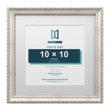 Louis Range Silver Picture, Photo & Poster Frame with White Mount - 14x14" Frame for 10x10" Photo, Silver