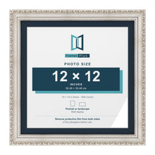 Louis Range Silver Picture, Photo & Poster Frame with Pacific Blue Mount - 14x14" Frame for 12x12" Photo, Silver
