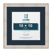 Louis Range Silver Picture, Photo & Poster Frame with Pacific Blue Mount - 14x14" Frame for 10x10" Photo, Silver