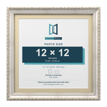 Louis Range Silver Picture, Photo & Poster Frame with Ivory Mount - 14x14" Frame for 12x12" Photo, Silver