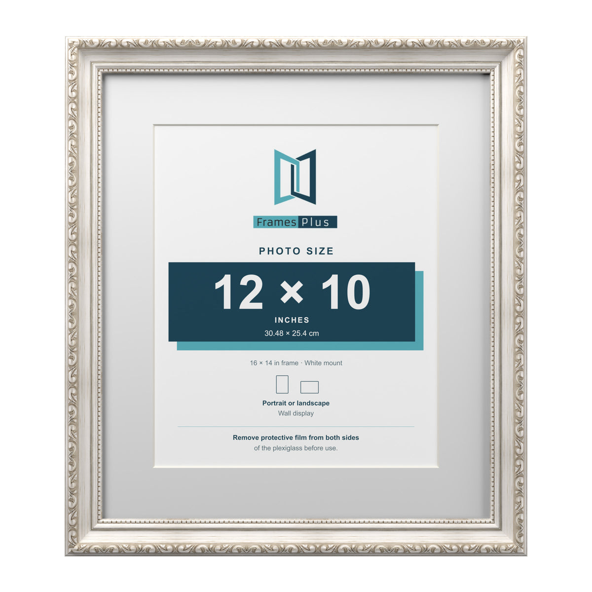 Louis Range Silver Picture, Photo & Poster Frame with White Mount - 16x14" Frame for 12x10" Photo, Silver