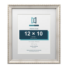 Louis Range Silver Picture, Photo & Poster Frame with White Mount - 16x14" Frame for 12x10" Photo, Silver
