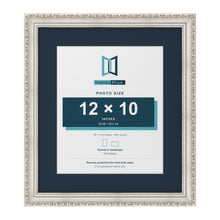 Louis Range Silver Picture, Photo & Poster Frame with Pacific Blue Mount - 16x14" Frame for 12x10" Photo, Silver