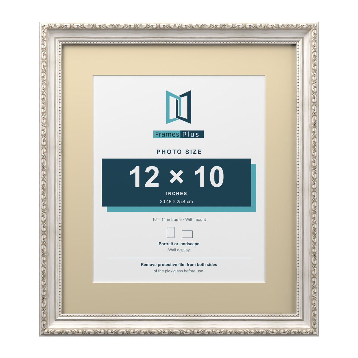 Louis Range Silver Picture, Photo & Poster Frame with Ivory Mount - 16x14" Frame for 12x10" Photo, Silver